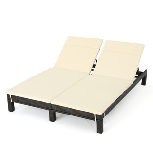 Modern Contemporary Outdoor Double Chaise Lounge Allmodern Belleview Wicker Double Chaise Lounge With Cushion