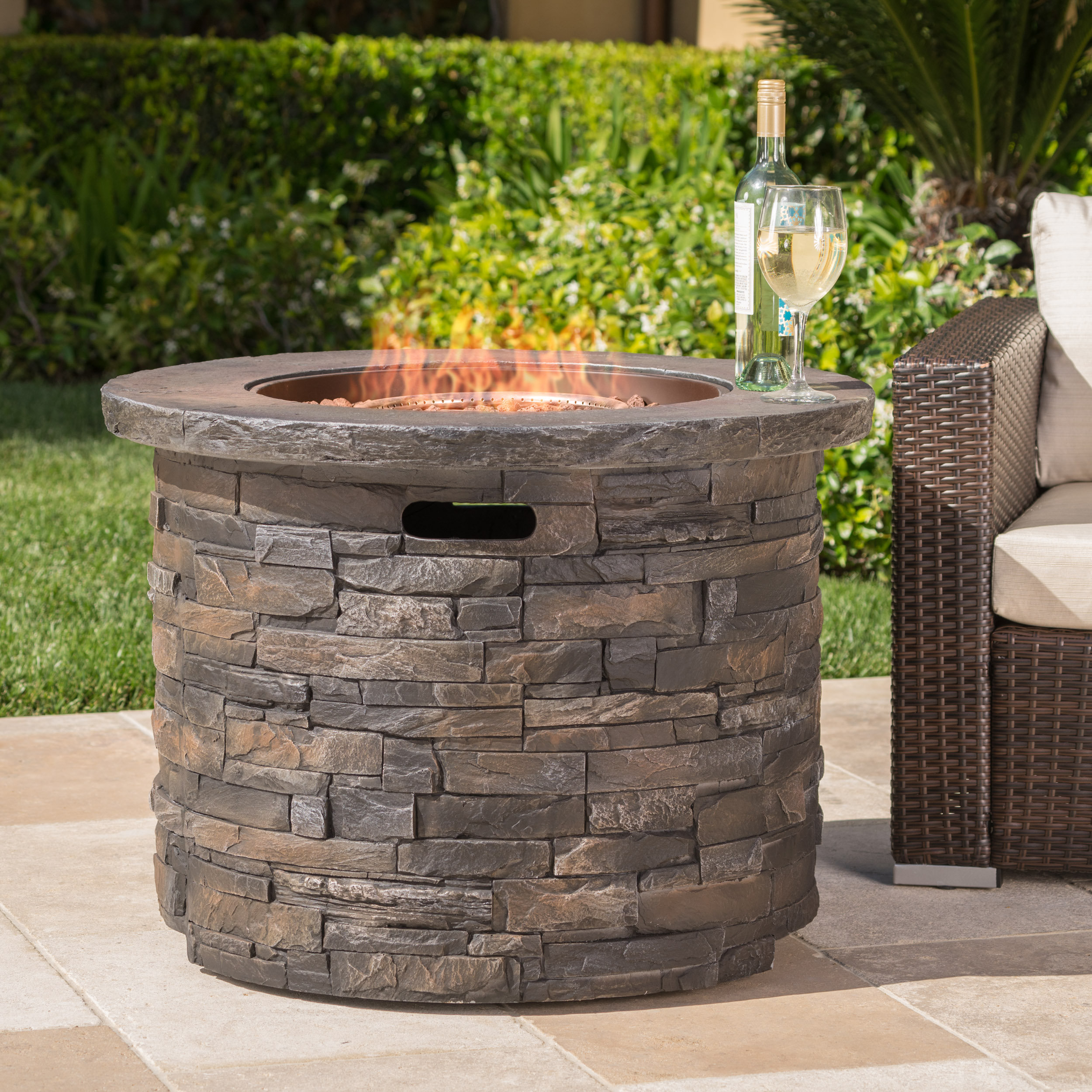 17 Stories Altair Stone Propane Gas Fire Pit Table Reviews