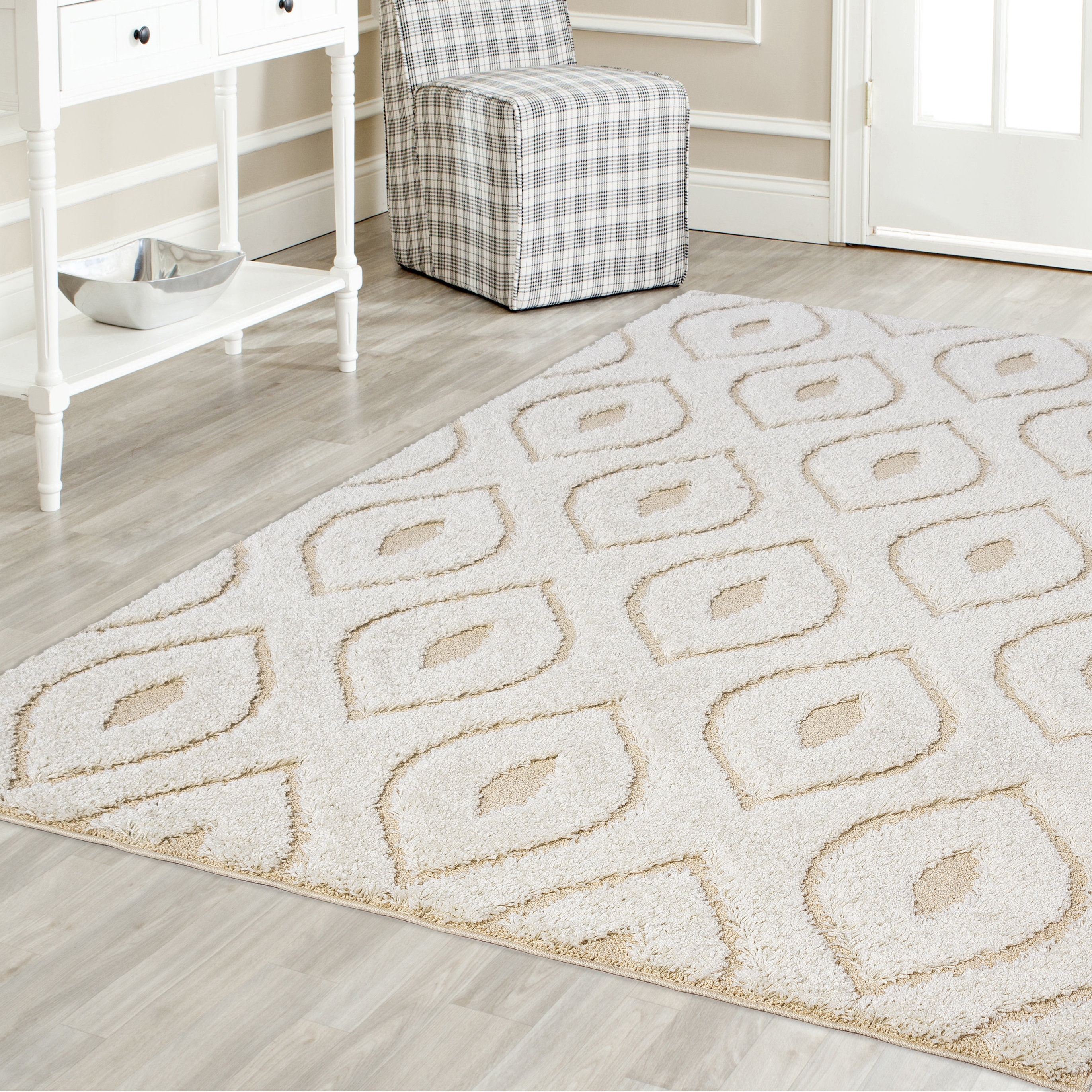 Corrigan Studio Darwin Modern Platinum Shag White Area Rug Wayfair