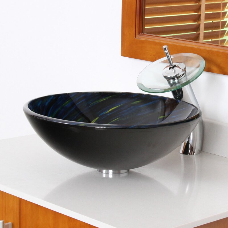 Elite Whirlpool Glass Circular Vessel Bathroom Sink & Reviews | Wayfair