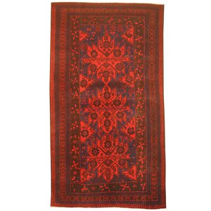 Balouchi Hand-Knotted Red/Blue Area Rug