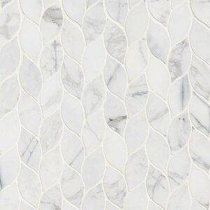 Calacatta Blanco Pattern Polished Marble Mosaic Tile in White