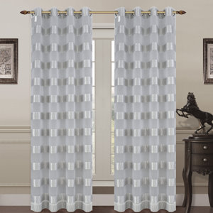 Monica Striped Sheer Grommet Curtain Panels (Set of 2)