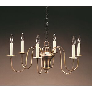 Sockets Hanging Bell Body S-Arms 6-Light Candle-Style Chandelier