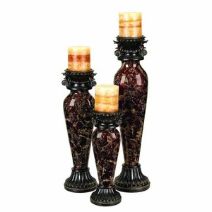 3 Piece Glass Candlestick Set