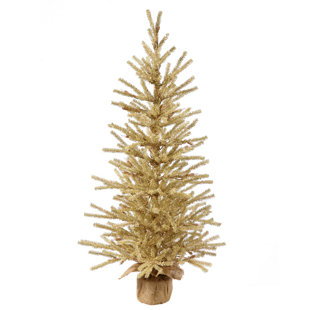 Gold Christmas Trees You Ll Love Wayfair 1 5 Gold Artificial Christmas Tinsel Twig Tree In Burlap Base