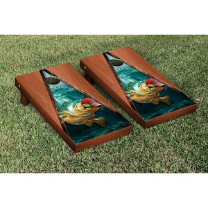 Bass Fishing Rosewood Stained Triangle Version Cornhole Game Set