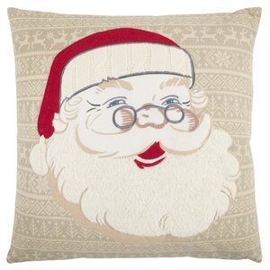 Holiday Santa Clause Square 100% Cotton Throw Pillow