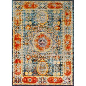 Wyclif Bright Orange/Aqua/Bright Yellow Area Rug