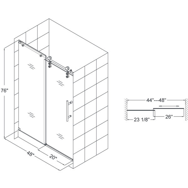 DreamLine EnigmaZ 76" x 48" Single Sliding Frameless Shower Door with
