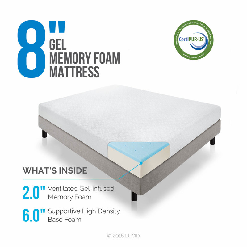 Lucid 8 Firm Gel Memory Foam Mattress Reviews Wayfair 8 Firm Gel Memory Foam Mattress