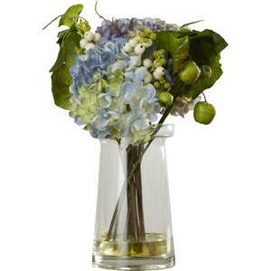 Hydrangea with Glass Vase Arrangement