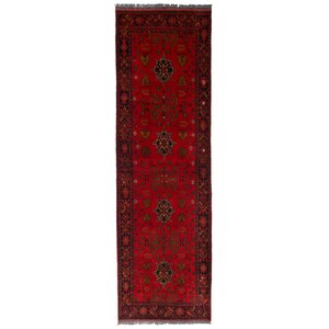 Lelia Hand-Knotted Wool Red Area Rug