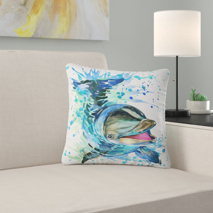 East Urban Home Animal Large Dolphin Watercolor Pillow Reviews