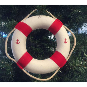 Decorative Anchor Life Ring with Bands Christmas Ornament