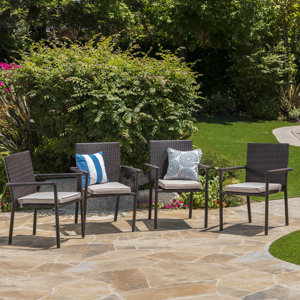 Stewartstown Wicker Dining Arm Chair (Set of 4)