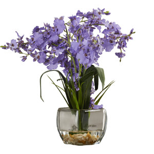 Liquid Illusion Dancing Lady Orchid in Purple with Vase