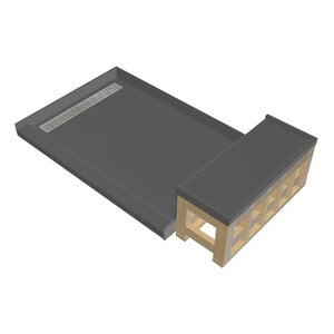 Base'N Bench Single Threshold Shower Base with Bench and Designer Grate