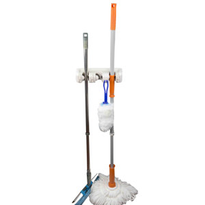 Plastic 3 Slot Mop and Broom Organizer