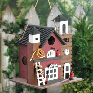 Fire Station 10.25 in x 8.75 in x 7.13 in Birdhouse