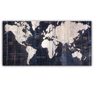 'Old World Map Blue' Graphic Art on Wrapped Canvas