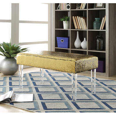 Mercer41 Feuer Sequin Upholstered Bench With Acrylic Leg Reviews Feuer Sequin Upholstered Bench With Acrylic Leg
