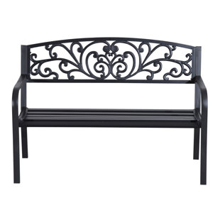 Farmhouse Rustic Metal Outdoor Furniture Birch Lane Strasburg Blossoming Decorative Metal Garden Bench