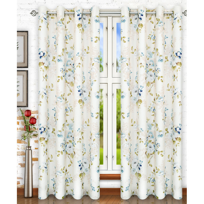 Ellis Curtain Chatsworth Lined Top Nature Fl Semi Sheer Chatsworth Lined Top Nature Fl Semi Sheer Grommet Single Curtain Panel