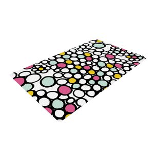 Emine Ortega Pebbles Black/Pink Area Rug