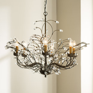 Weathered Oak Chandelier Wayfair West Oak Lane Crystal And Iron 6 Light Chandelier