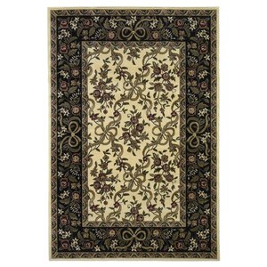 Bellville Ivory/Black Floral Area Rug