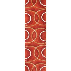 Bernard Chester Circles Modern Orange Area Rug