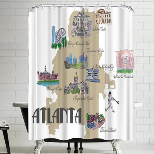 Atlanta Falcons Curtains Wayfair M Bleichner Atlanta Georgia Favorite Map With Touristic Highlights Shower Curtain