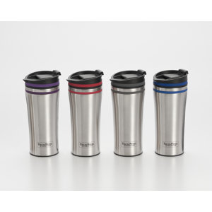 Double Walled Stainless Steel Coffee Tumbler with Silicone Rings