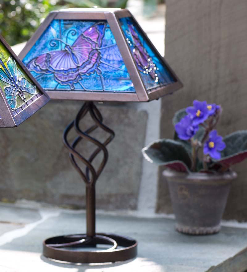 Plow Hearth Tiffany Style Erfly Solar Outdoor 12 75 Table Plow Hearth Tiffany Style Erfly Solar Outdoor 12 75 Table Lamp Reviews Wayfair