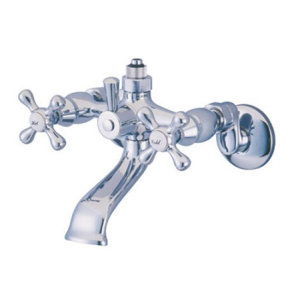 Vintage Double Handle Wall Mount Tub Faucet with Riser Adapter