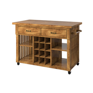 Fortville Kitchen Cart with Wood by Three Posts
