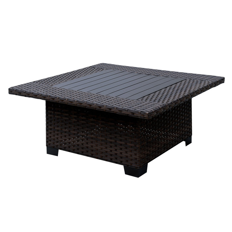 Ivy Bronx Lovettsville Square Shaped Aluminum Wicker Coffee Table Lovettsville Square Shaped Aluminum Wicker Coffee Table