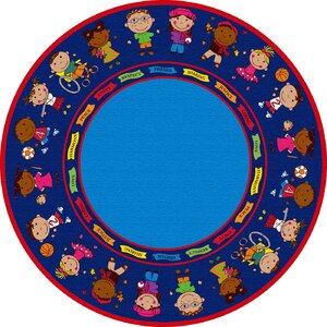 Friends Blue Circle Area Rug