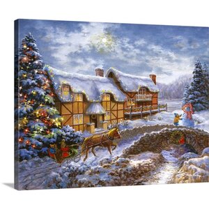 Christmas Art Country Cottages by Nicky Boehme Painting Print on Wrapped Canvas