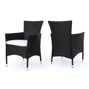 Black Patio Dining Chairs You Ll Love Wayfair Carmack Patio Dining Chair With Cushion Set Of 2