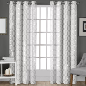 Roshan Geometric Sheer Grommet Curtain Panels (Set of 2)