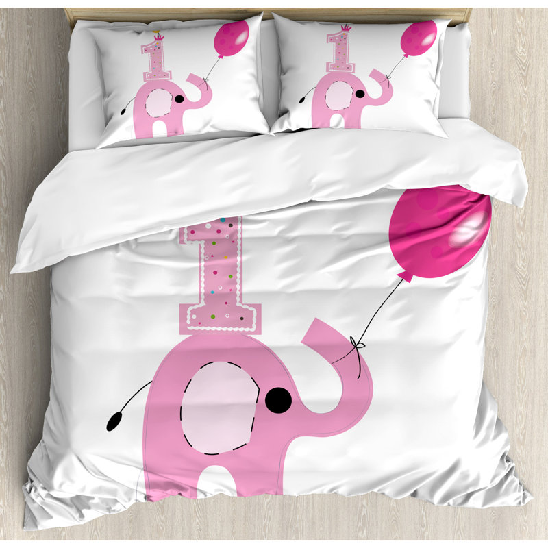 Ambesonne 1st Birthday Decorations Minimalist Design Elephant And
