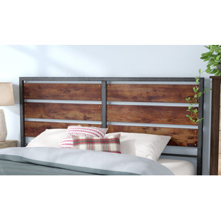 Rustic Headboards You Ll Love Wayfair Abril Metal And Wood Plank Queen Slat Headboard