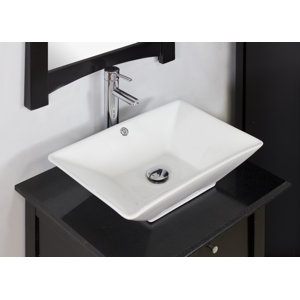 Above Counter Rectangular Vessel Bathroom Sink with Overflow