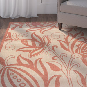 Octavius Natural / Red Outdoor Area Rug