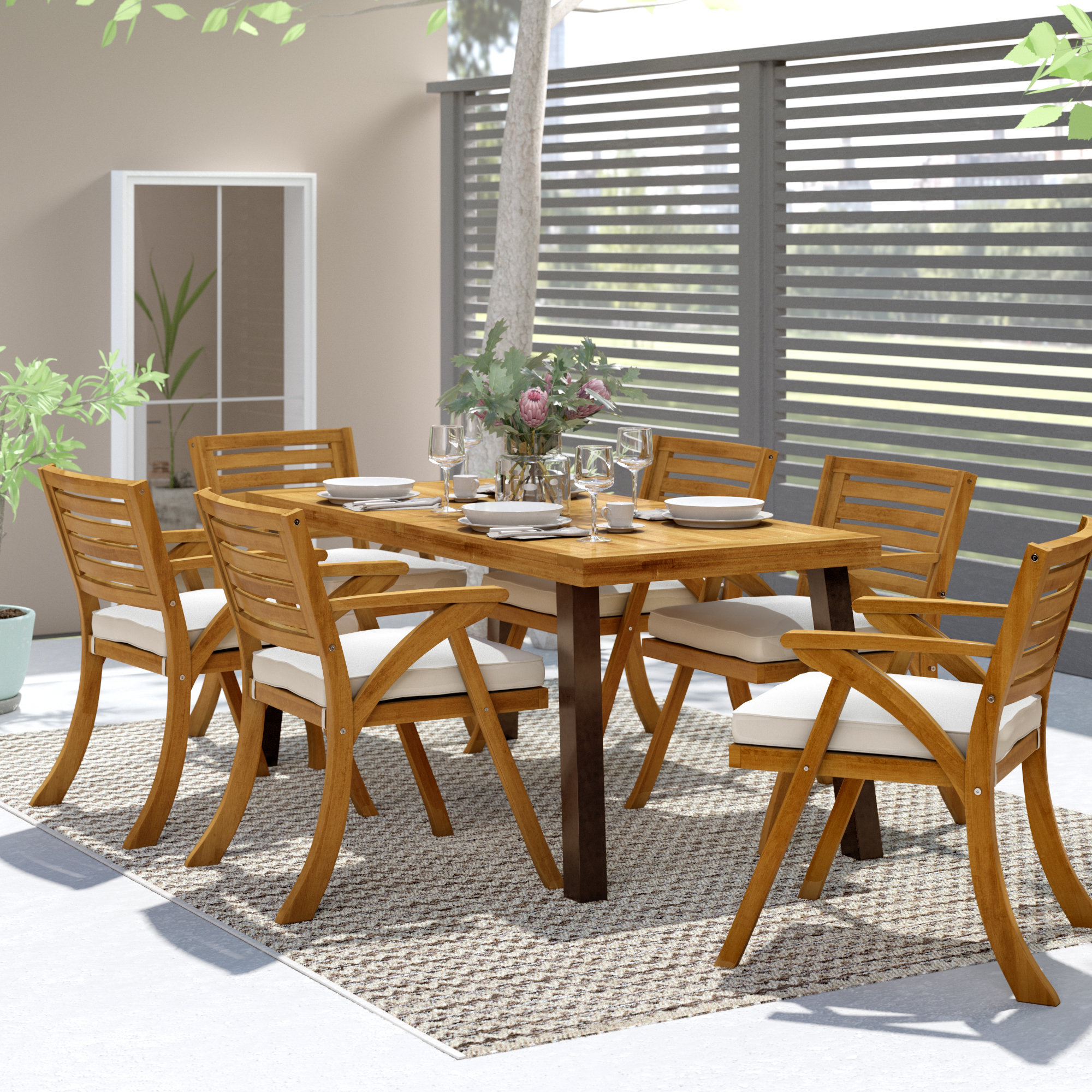 Langley Street 7 Piece Dining Set With Cushions Reviews Wayfair