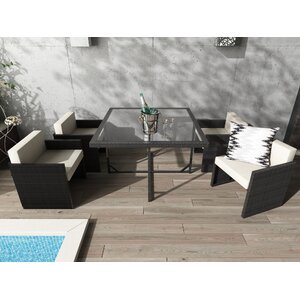 Dunlap 5 Piece Outdoor Dining Set with Cushion