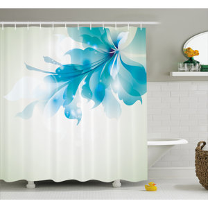 Celestiel Blue Ombre Flowers Shower Curtain