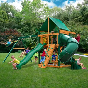 Mountainer Swing Set with Green Vinyl Canopy